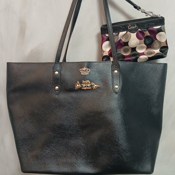 Coach Tote & Wristlet Pouch🖤💜 - Picture 1 of 15